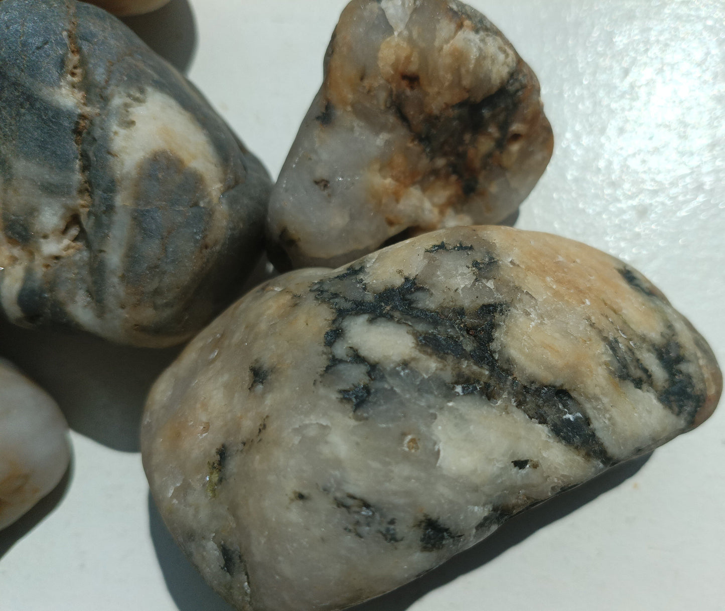 Plymouth beach stone collection overhead view