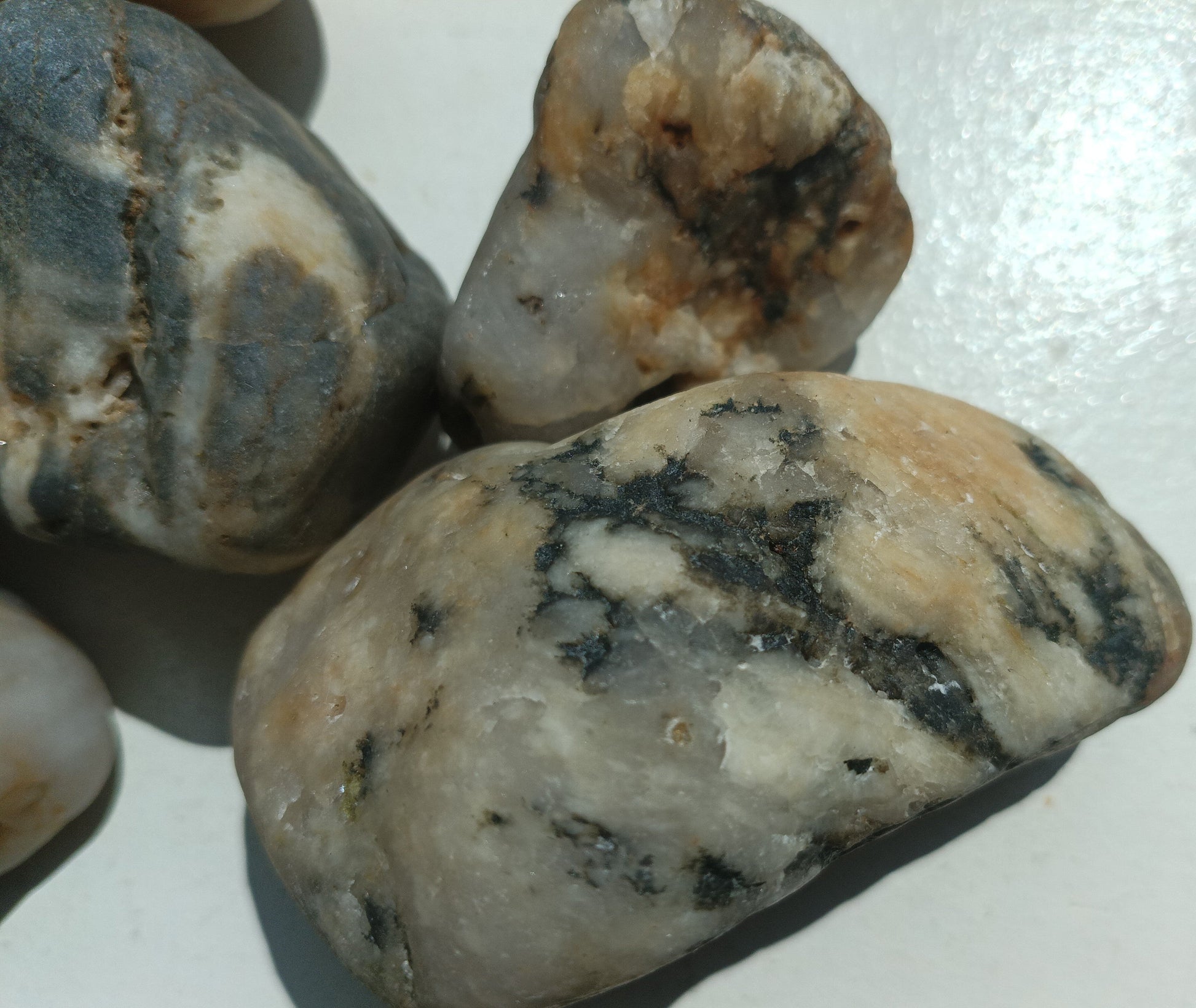 Plymouth beach stone collection overhead view