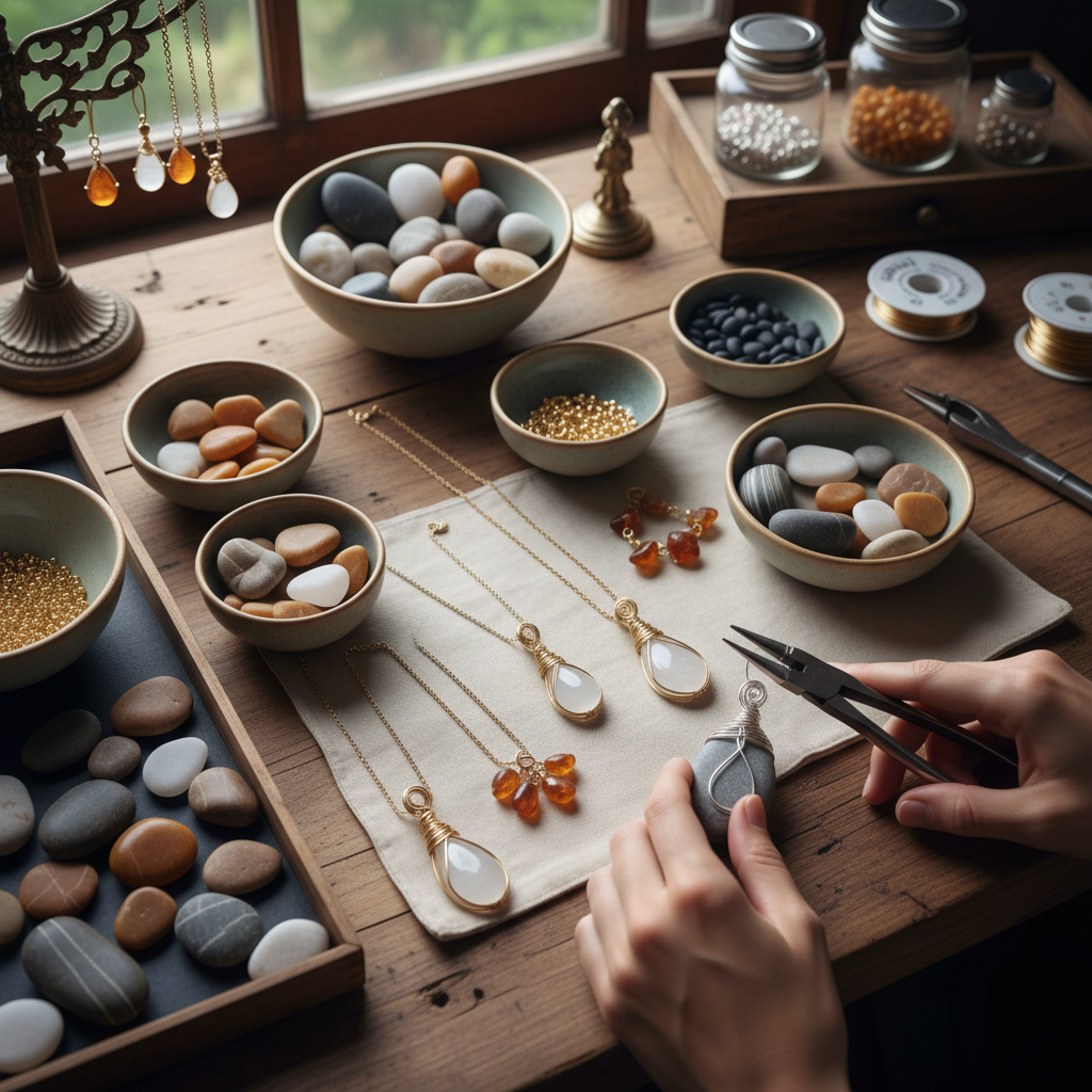 Beautiful beach stone jewelry with premium stones
