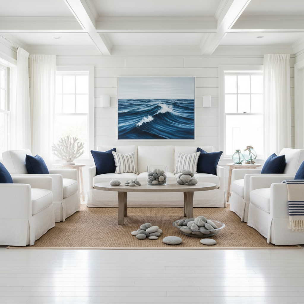 Nautical room with stone displays