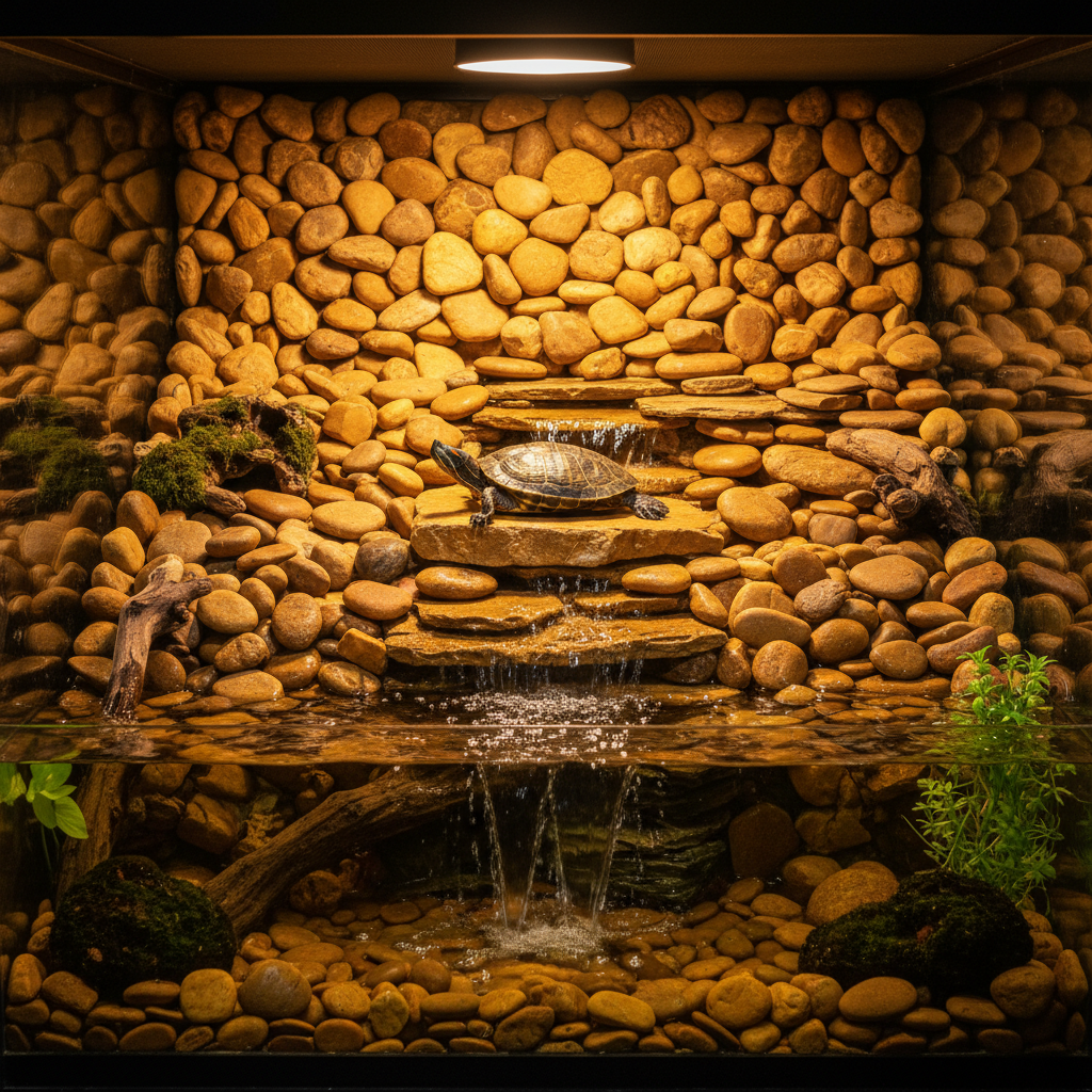 Turtle enclosure with amber stones
